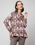 Triset Ladies Leaf V Neck Blouse Wanita