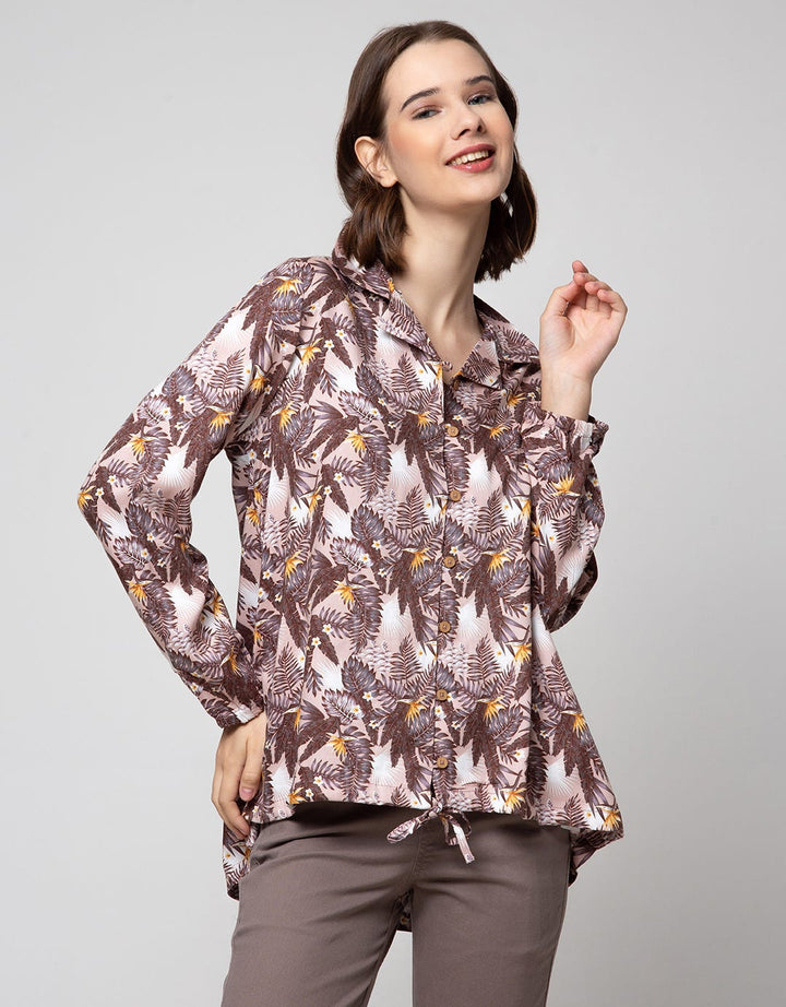 Triset Ladies Leaf V Neck Blouse Women