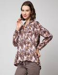 Triset Ladies Leaf V Neck Blouse Wanita