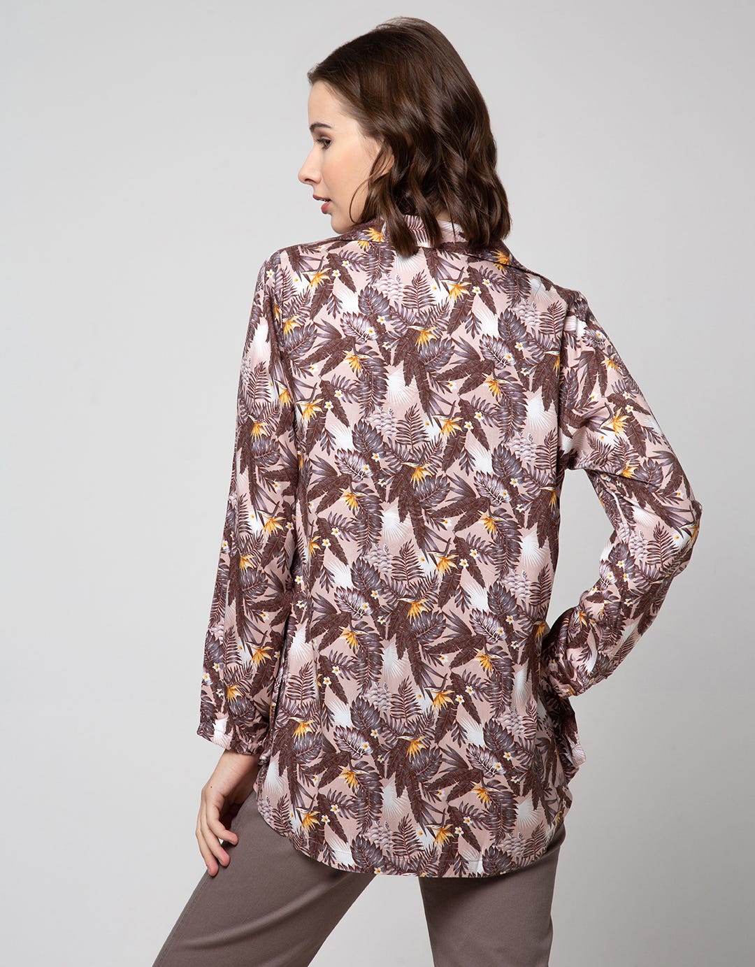 Triset Ladies Leaf V Neck Blouse Women