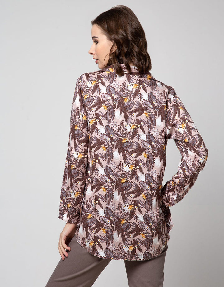 Triset Ladies Leaf V Neck Blouse Women