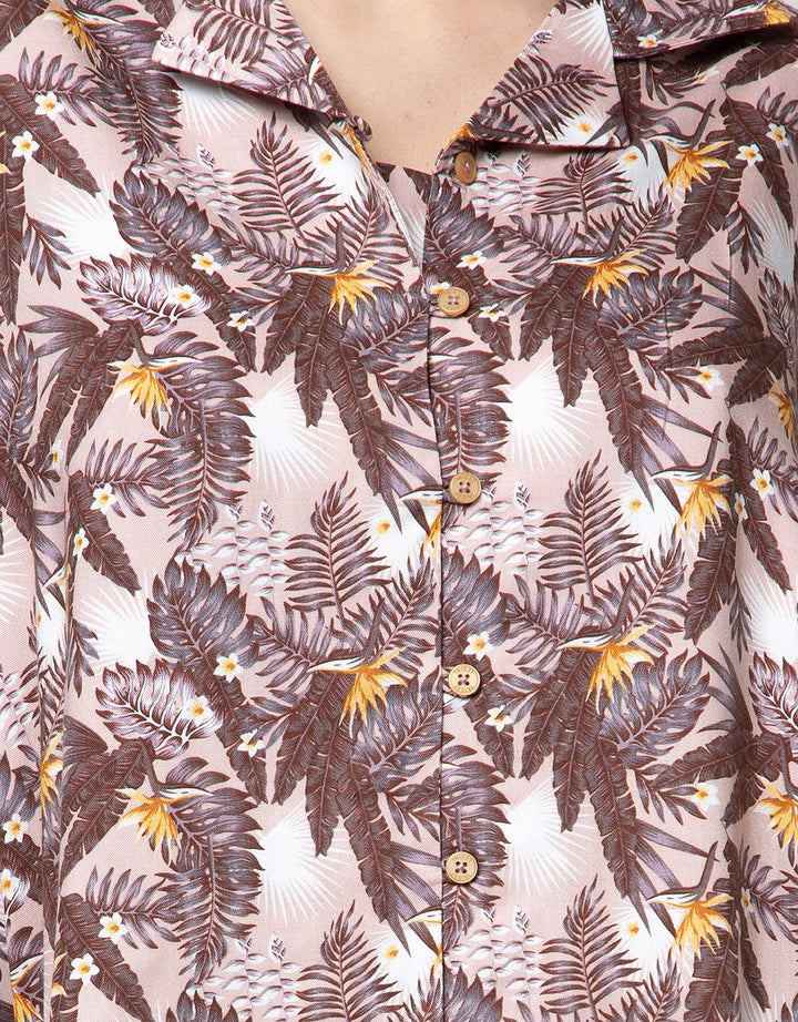 Triset Ladies Leaf V Neck Blouse Women