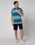Cole Short Sleeve Polo Shirt Stripe Eng 2 Tone Block Abc
