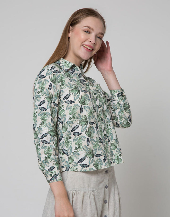 Triset Casual Blouse Print Leaf