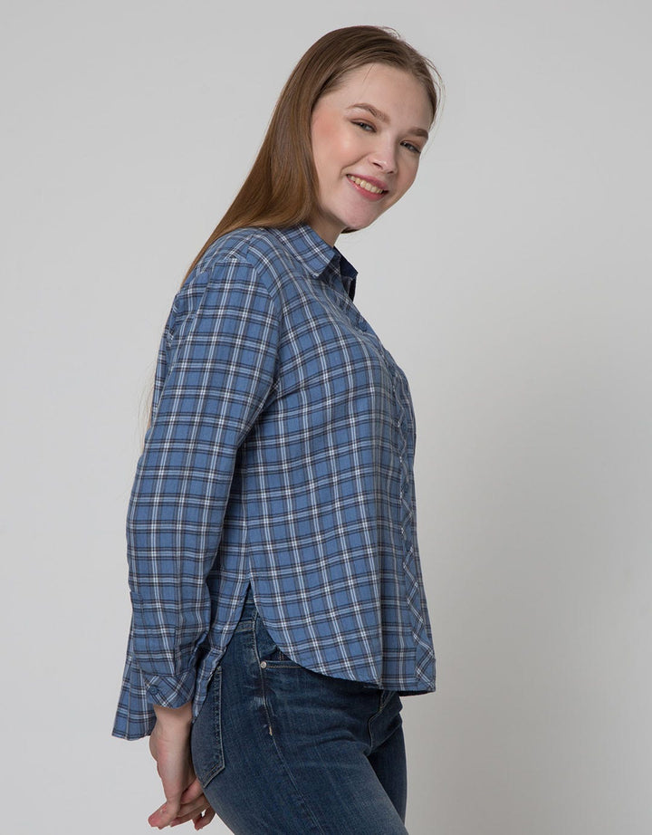 Triset Casual Plaid Print Blouse Women