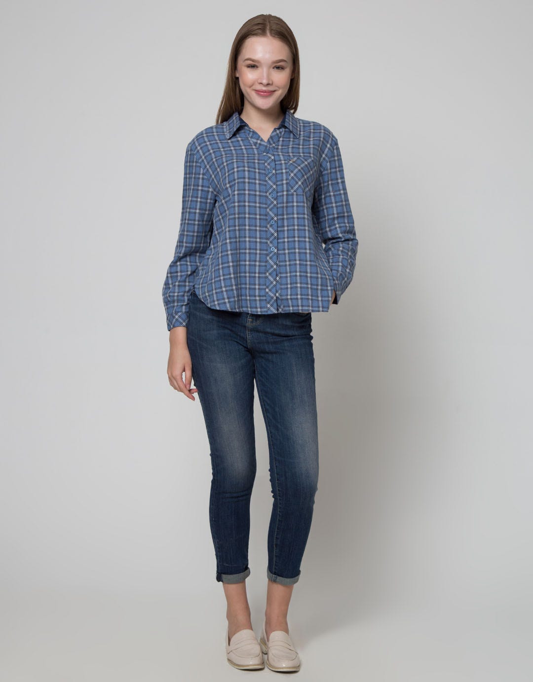 Triset Casual Plaid Print Blouse Women