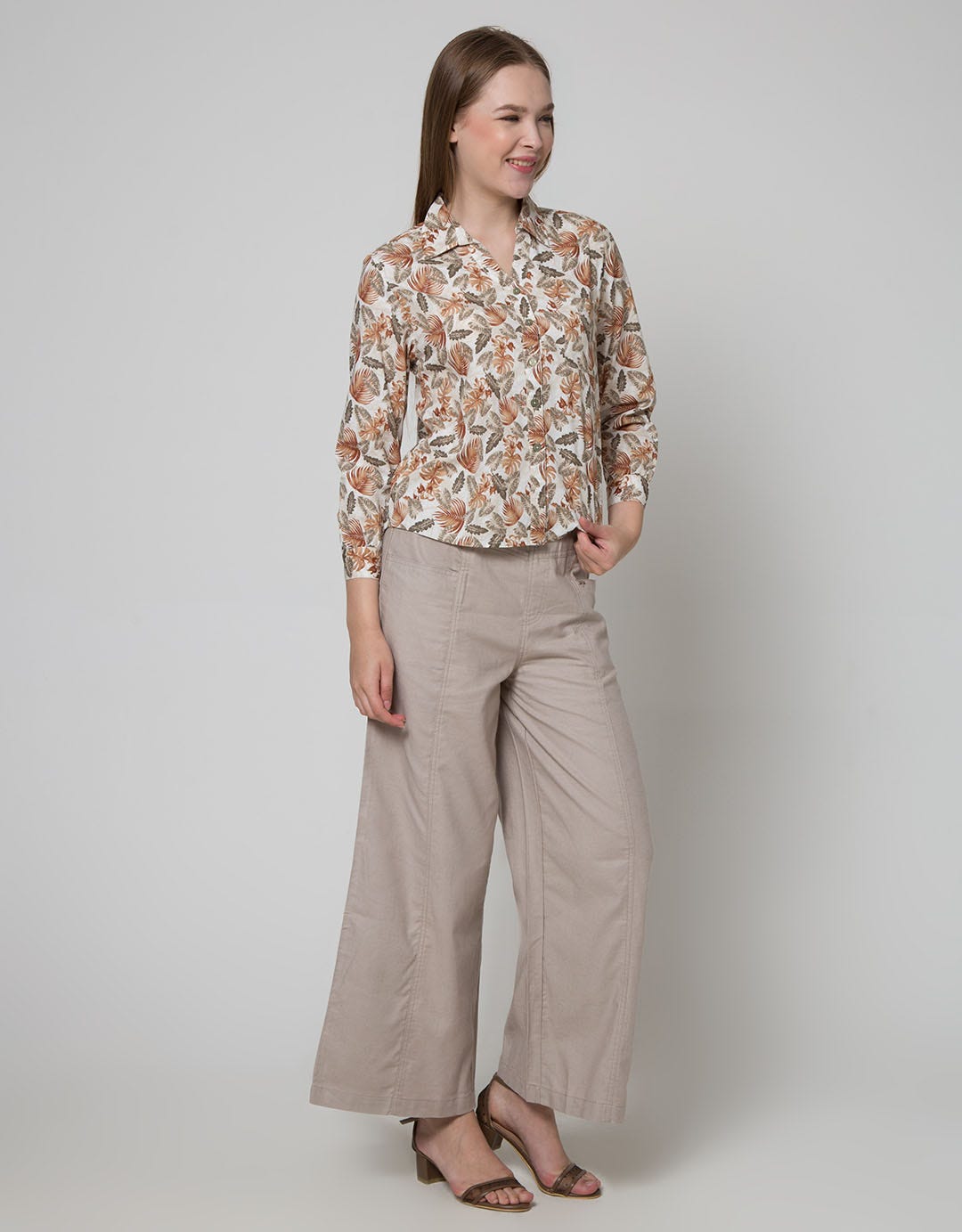 Triset Casual Leaf Print Blouse