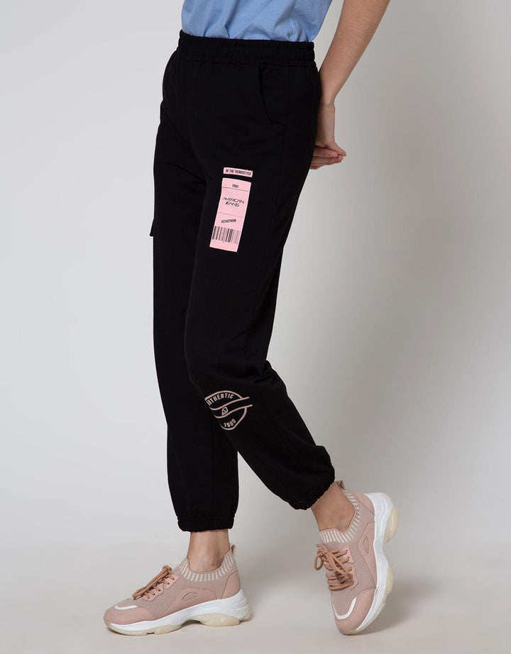 American Jeans Women Jogger Pants Black Patch