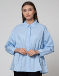 Details Long Sleeve Blouse With Drawstring At Waist
