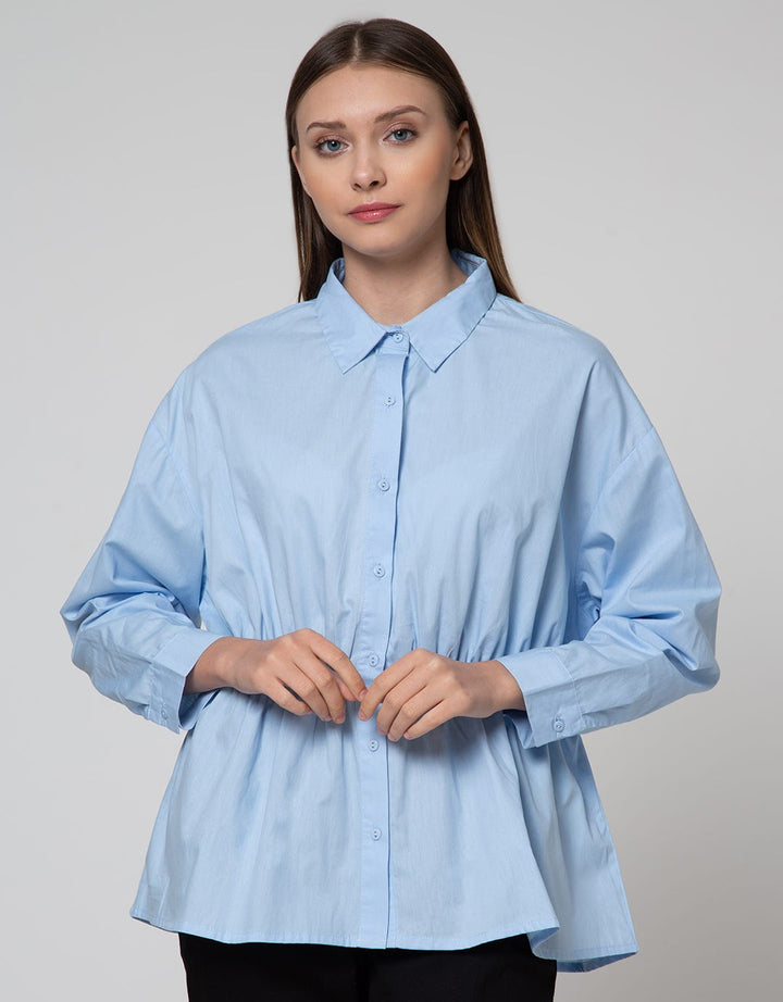 Details Long Sleeve Blouse With Drawstring At Waist