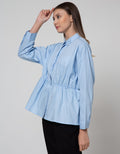 Details Long Sleeve Blouse With Drawstring At Waist