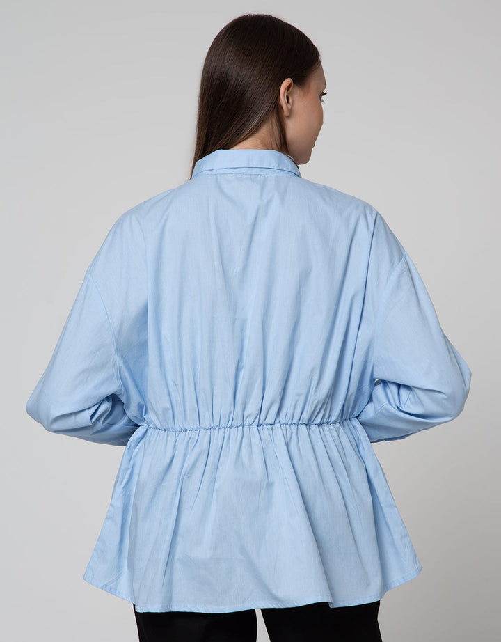 Details Long Sleeve Blouse With Drawstring At Waist