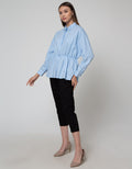 Details Long Sleeve Blouse With Drawstring At Waist