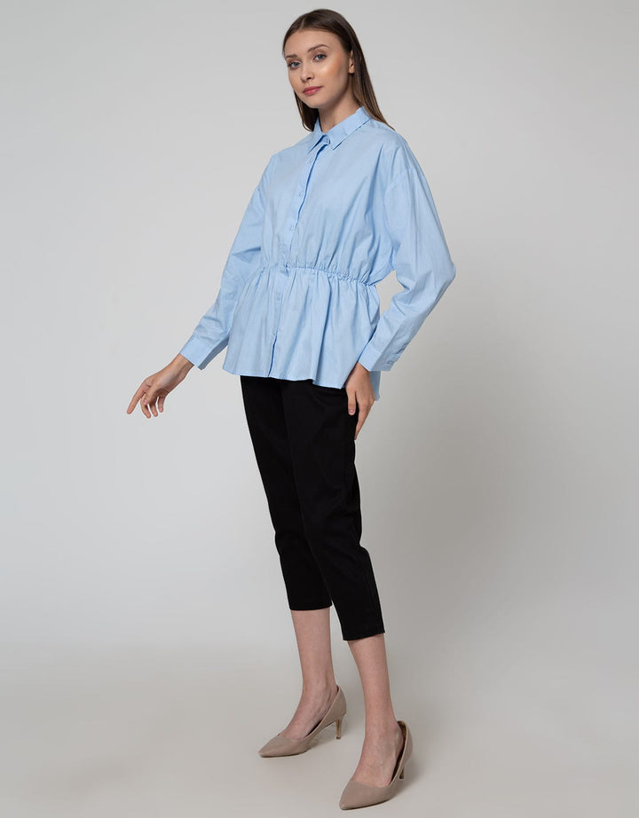 Details Long Sleeve Blouse With Drawstring At Waist