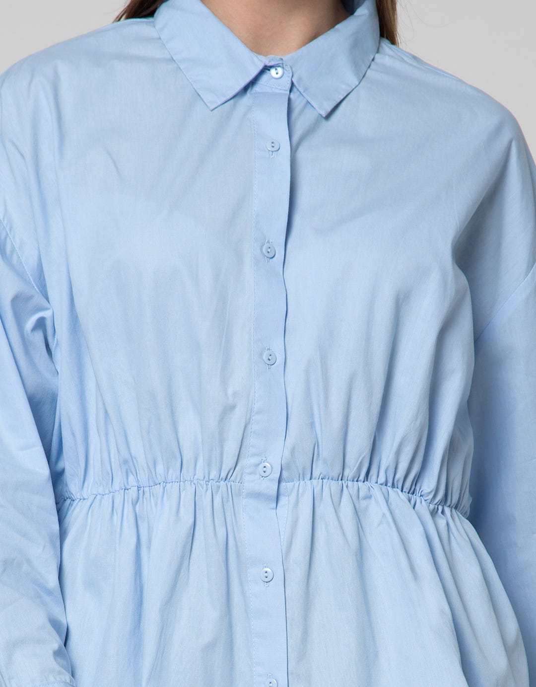 Details Long Sleeve Blouse With Drawstring At Waist