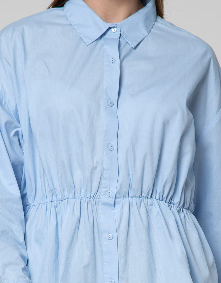 Details Long Sleeve Blouse With Drawstring At Waist
