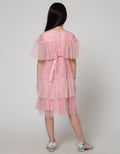 Kidz Too Short Sleeve Midi Dress Geber Tiered Tulle Beads