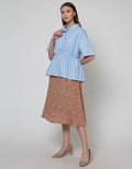 Details Short Sleeve Blouse With Drawstring At Waist