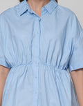 Details Short Sleeve Blouse With Drawstring At Waist