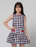 Kidz Too Sleeless Midi Dress Kotak Hitam Kantong Geber Cherry