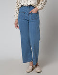 Details High Waist Celana Kulot Denim Wanita