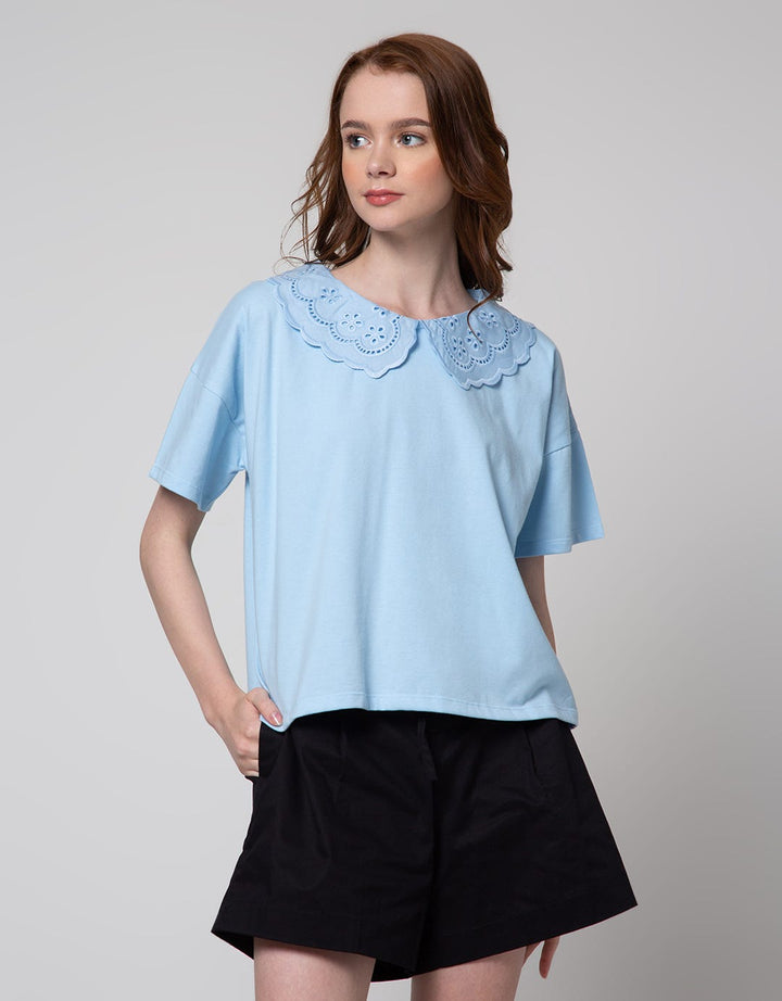 Details Blouse Jersey With Embro Applique At Peter Pan Co