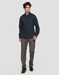 Cardinal Vertical Stripe Men's Long Sleeve Shirt