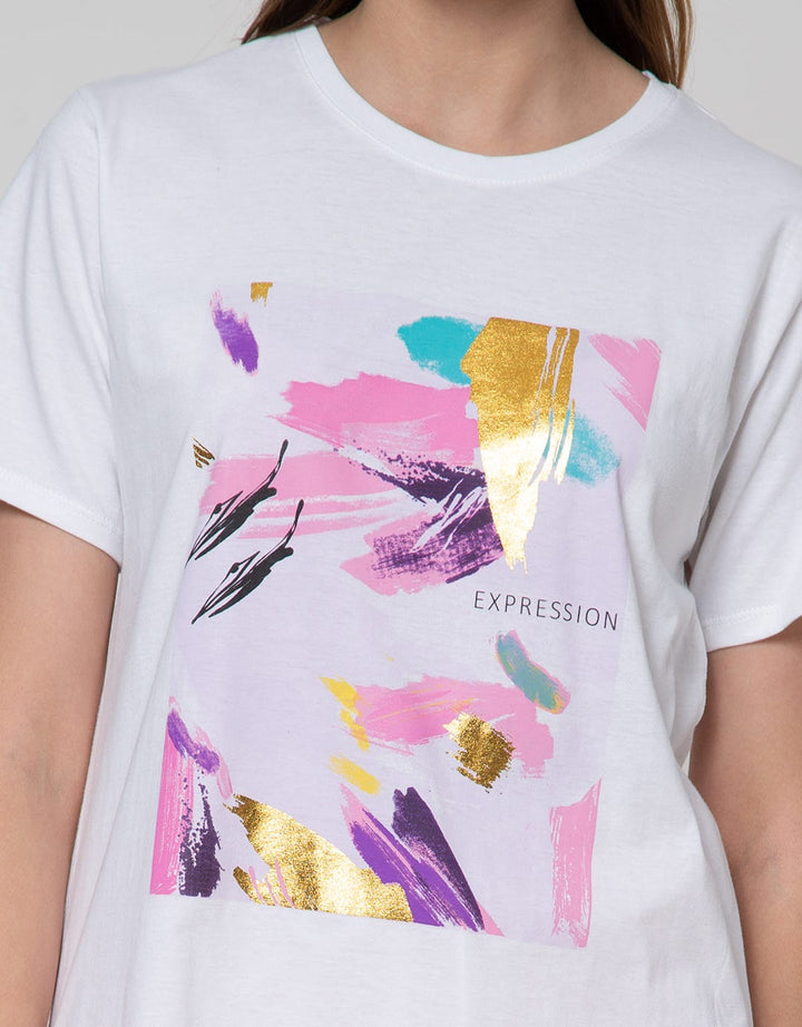 Details Short Sleeve T-Shirt Regular Tee Print Abstract Painting