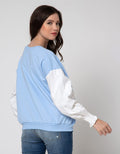 Details Sweatshirt With Embossed Print Raglan Sleeve