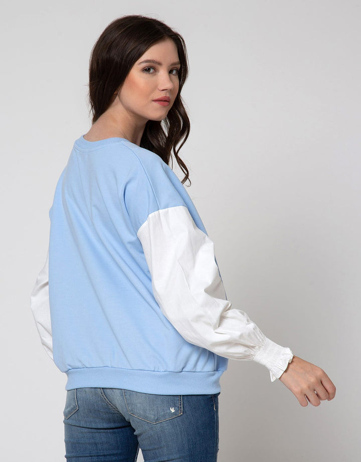 Details Sweatshirt With Embossed Print Raglan Sleeve