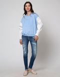 Details Sweatshirt With Embossed Print Raglan Sleeve