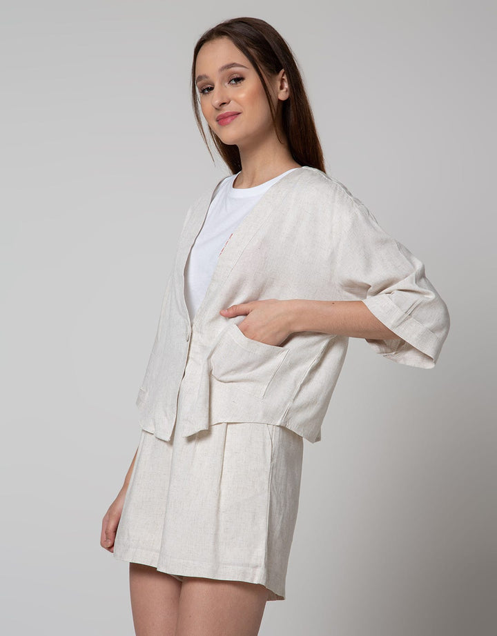Details Blazer 7/8 Sleeves With 1 Covered Button