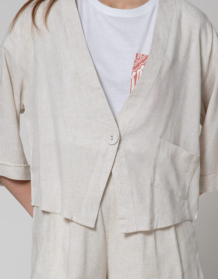 Details Blazer 7/8 Sleeves With 1 Covered Button
