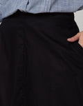 Details Midi Skirt Medium Length With Pocket Ruffle