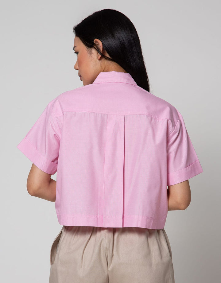 Details Front Pocket Women's Crop Shirt