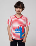 Little M Short Sleeve T-Shirt Dino Stripe Cucuk Bordir