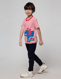 Little M Short Sleeve T-Shirt Dino Stripe Cucuk Bordir