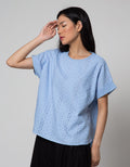 St. Yves Eyelet Rollup Blouse Wanita