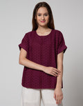 St. Yves Eyelet Rollup Blouse Wanita