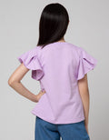 Disney Short Sleeve T-Shirt Top Elsa Lengan Ruffle