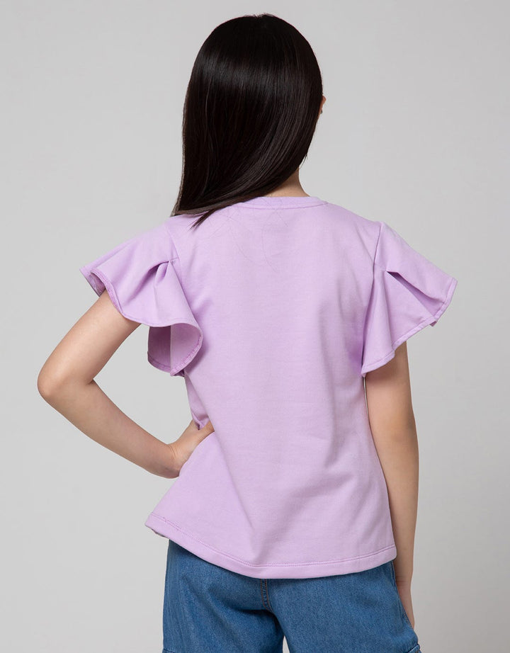 Disney Short Sleeve T-Shirt Top Elsa Lengan Ruffle