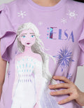 Disney Short Sleeve T-Shirt Top Elsa Lengan Ruffle