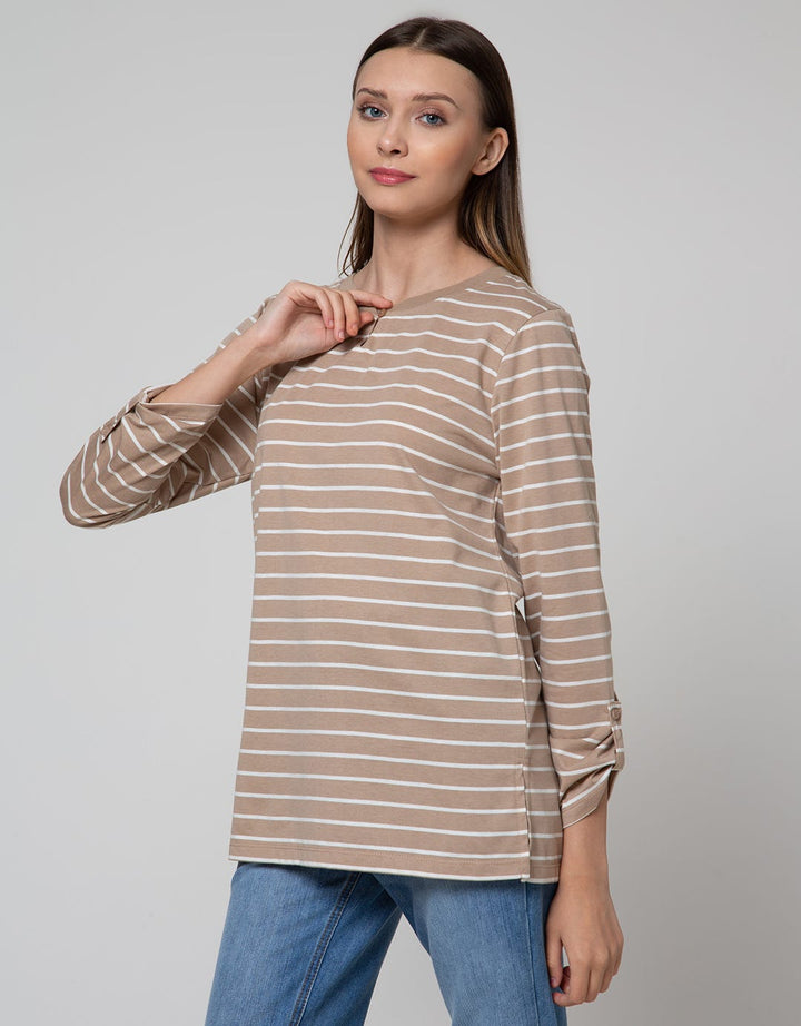 Connexion Long Sleeve T-Shirt O-Shaped Stripes
