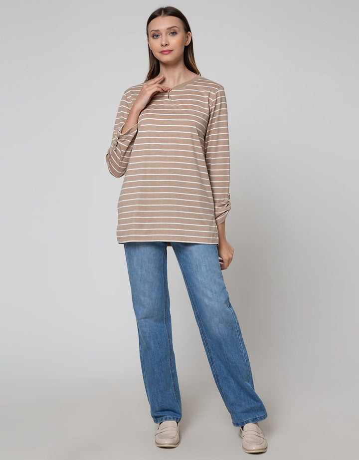 Connexion Long Sleeve T-Shirt O-Shaped Stripes