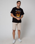 T Zone Short Sleeve T-Shirt  Print Theme Wander Letter Fire