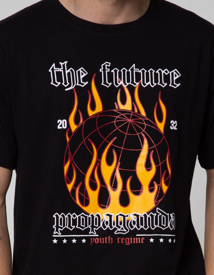T Zone Short Sleeve T-Shirt Print Wander Letter Fire Theme
