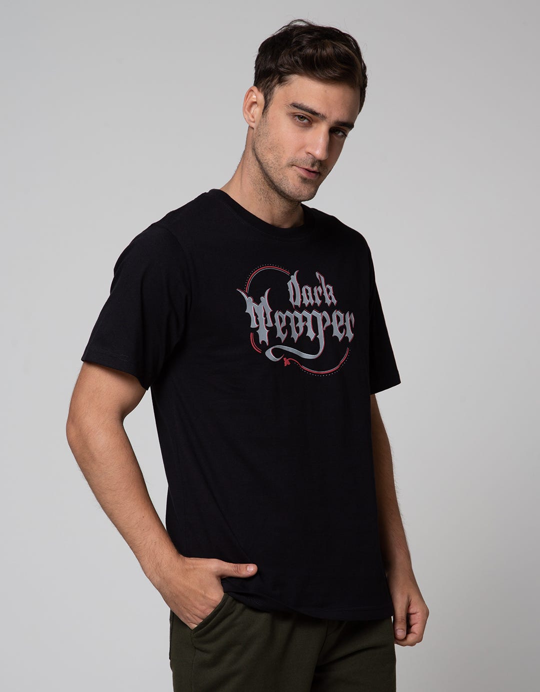 T Zone Short Sleeve T-Shirt Print Theme Wander Letter Dark