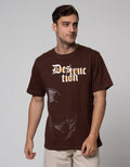 T Zone Short Sleeve T-Shirt  Print Theme Wander Letter Destruction