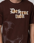 T Zone Short Sleeve T-Shirt  Print Theme Wander Letter Destruction