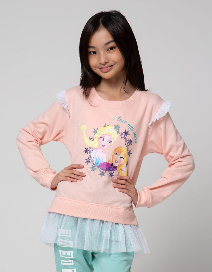 Disney Frozer Ruffle Bawah Sweater Anak Perempuan